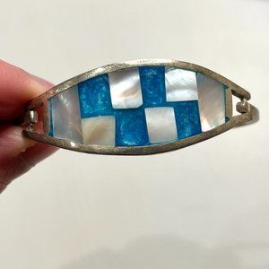 Silver Alpaca Mother of Pearl Cuff Bracelet